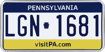 PA license plate LGN1681
