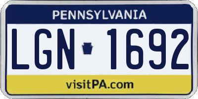 PA license plate LGN1692