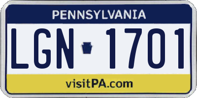 PA license plate LGN1701