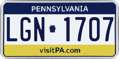 PA license plate LGN1707