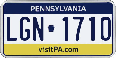 PA license plate LGN1710