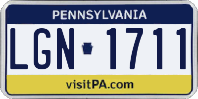 PA license plate LGN1711