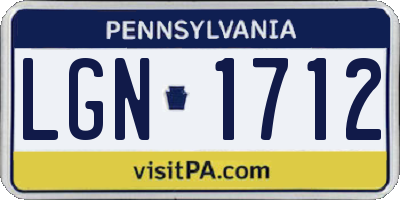 PA license plate LGN1712
