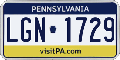 PA license plate LGN1729