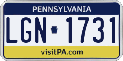 PA license plate LGN1731