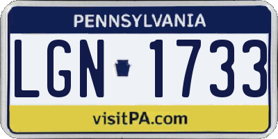 PA license plate LGN1733