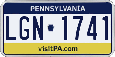 PA license plate LGN1741