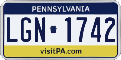 PA license plate LGN1742