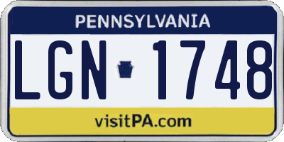 PA license plate LGN1748
