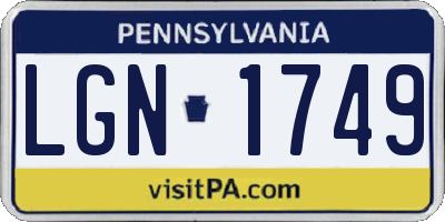 PA license plate LGN1749