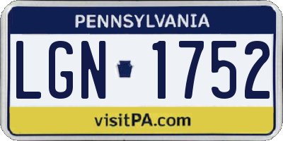 PA license plate LGN1752