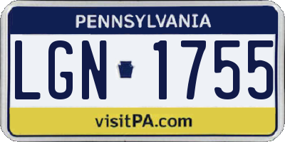 PA license plate LGN1755