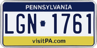 PA license plate LGN1761