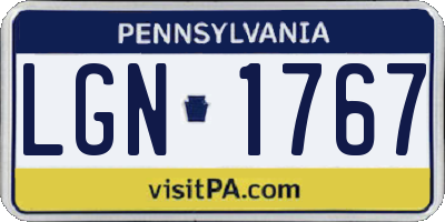 PA license plate LGN1767
