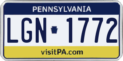 PA license plate LGN1772