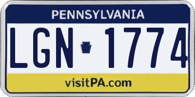 PA license plate LGN1774