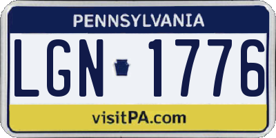 PA license plate LGN1776