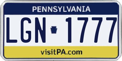 PA license plate LGN1777