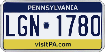 PA license plate LGN1780