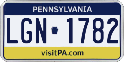 PA license plate LGN1782