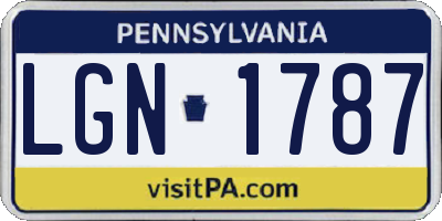 PA license plate LGN1787