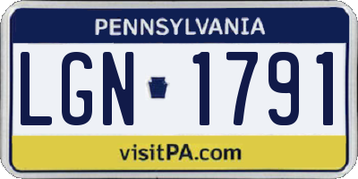 PA license plate LGN1791