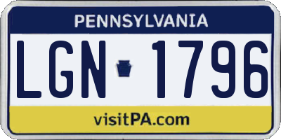 PA license plate LGN1796