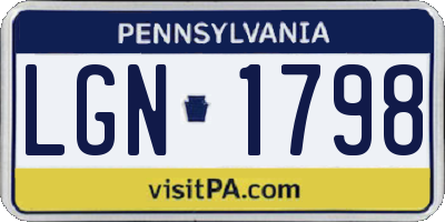 PA license plate LGN1798