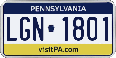 PA license plate LGN1801