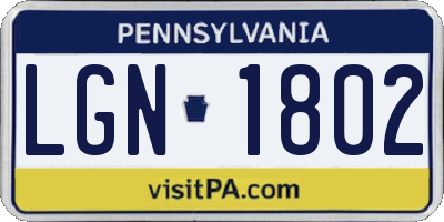 PA license plate LGN1802