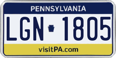 PA license plate LGN1805