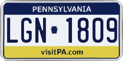 PA license plate LGN1809