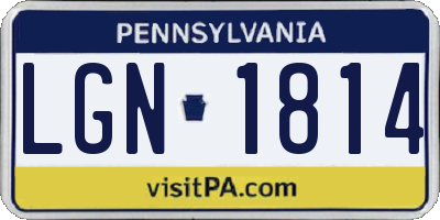 PA license plate LGN1814
