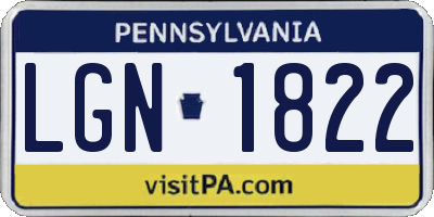PA license plate LGN1822