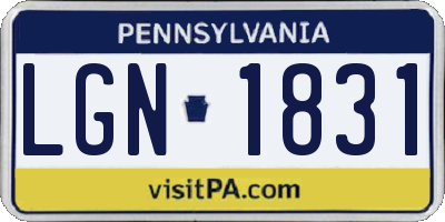 PA license plate LGN1831