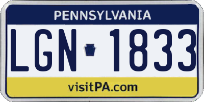 PA license plate LGN1833