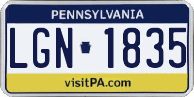 PA license plate LGN1835