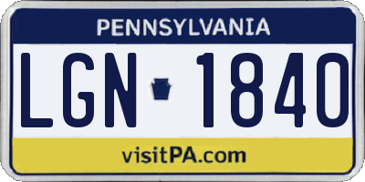 PA license plate LGN1840