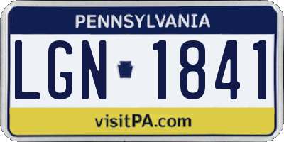 PA license plate LGN1841