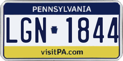 PA license plate LGN1844