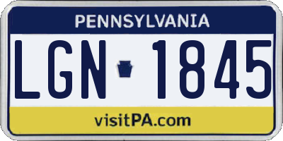 PA license plate LGN1845