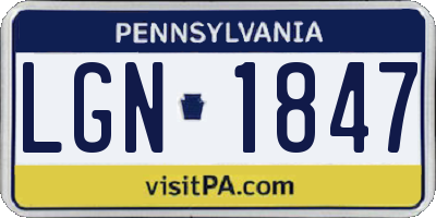 PA license plate LGN1847