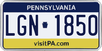 PA license plate LGN1850
