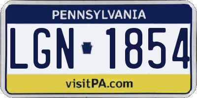 PA license plate LGN1854