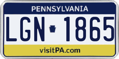 PA license plate LGN1865