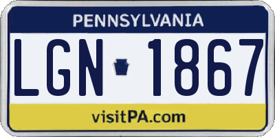 PA license plate LGN1867