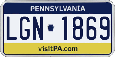 PA license plate LGN1869