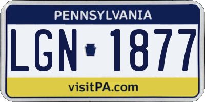 PA license plate LGN1877