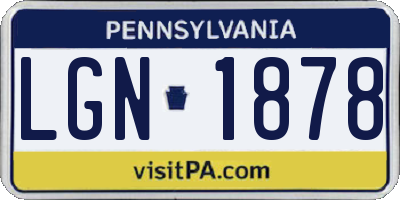 PA license plate LGN1878