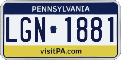 PA license plate LGN1881